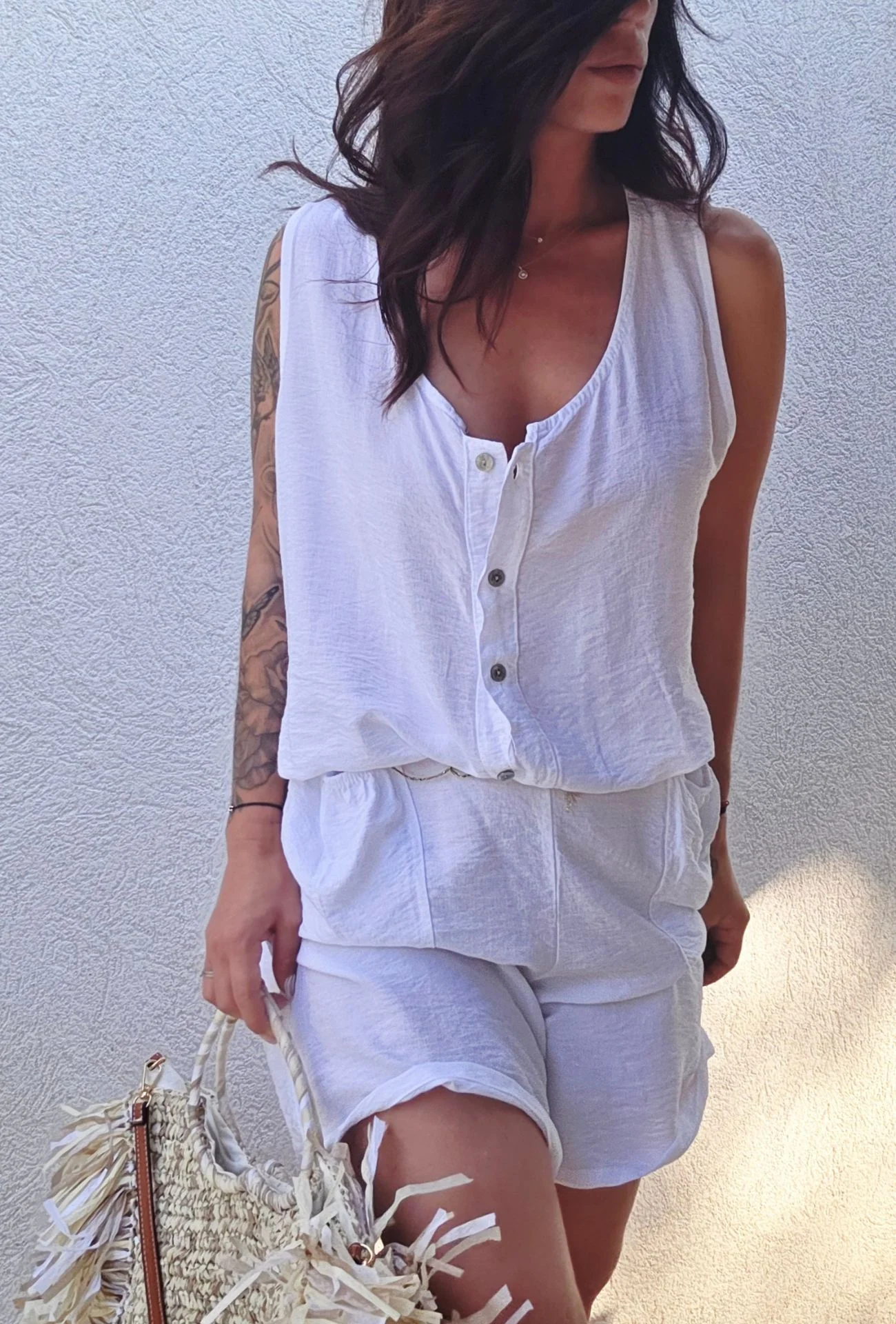 Combinaison short CLARA blanc