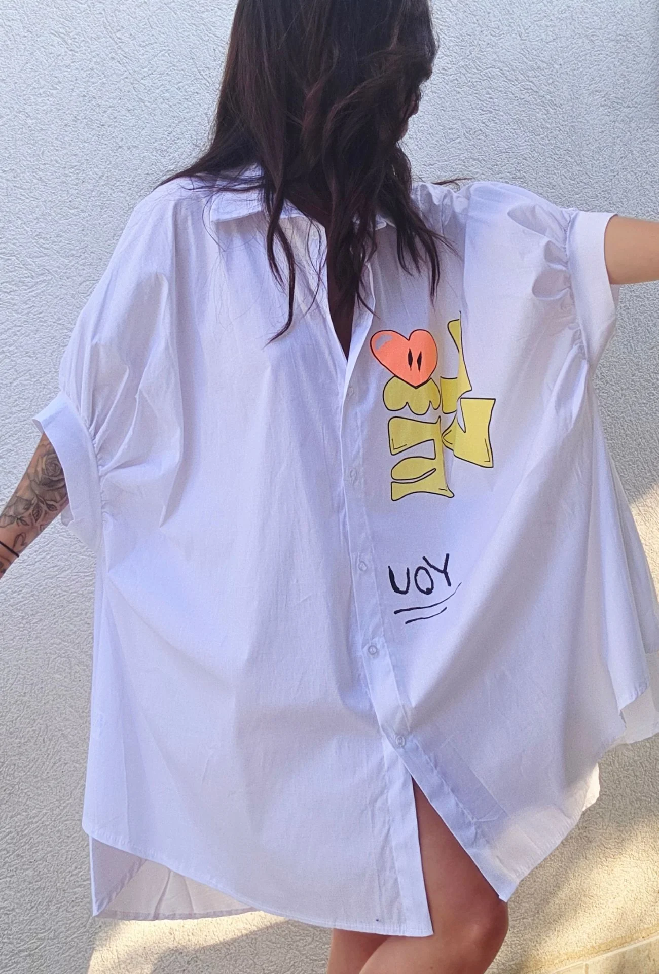 Robe Chemise LOVE YOU – Blanc – Image 3