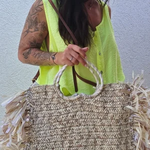 Grand sac PLAYA LOVE – Beige blanc