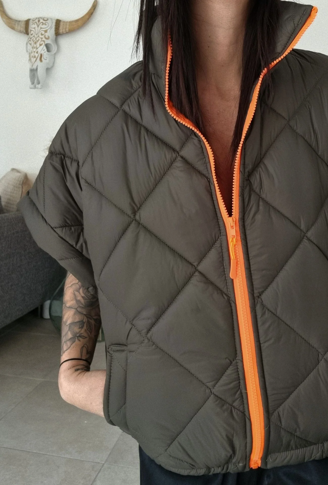 Doudoune JOHN – Kaki & Orange