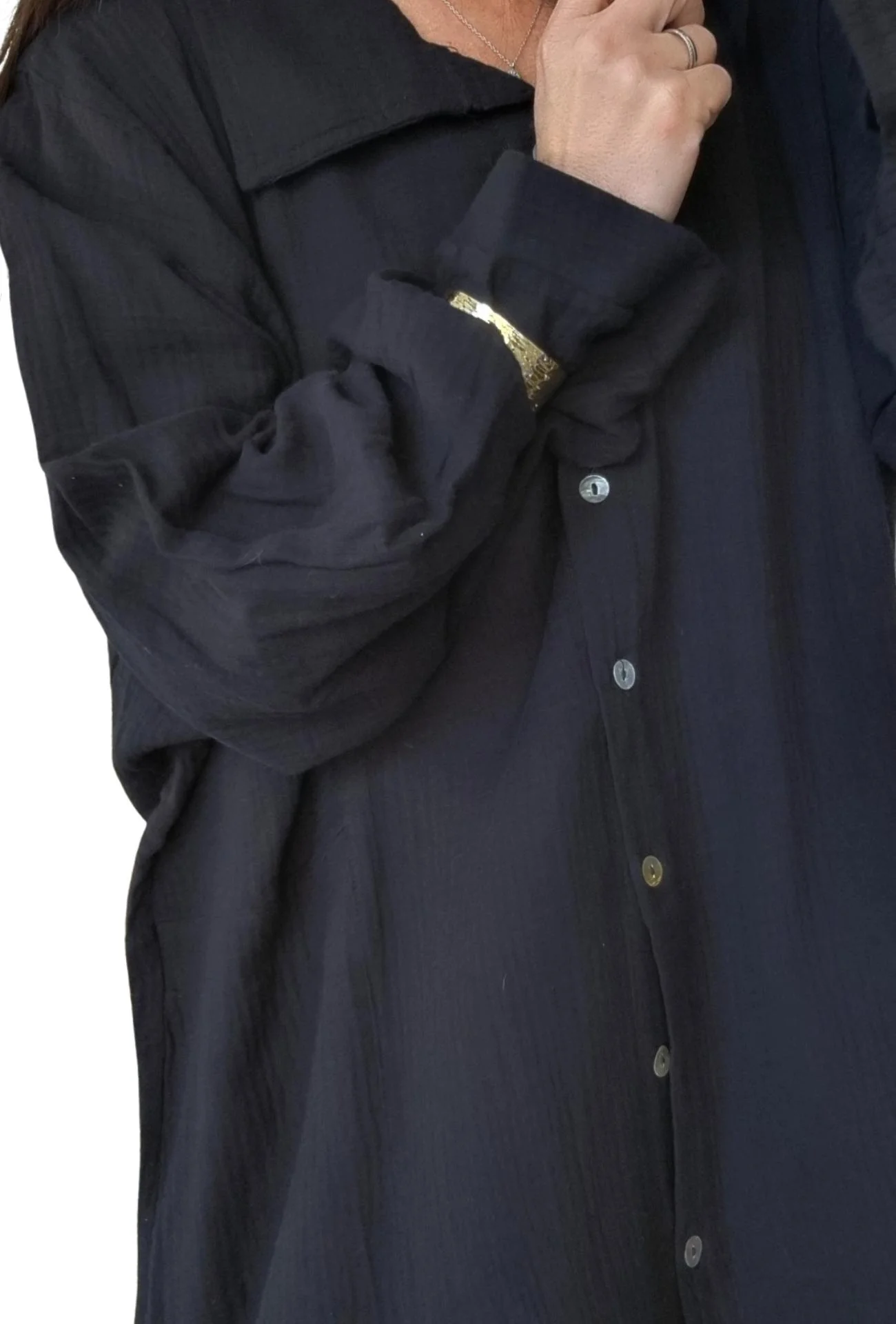 Robe chemise courte CATH Noir – Image 3