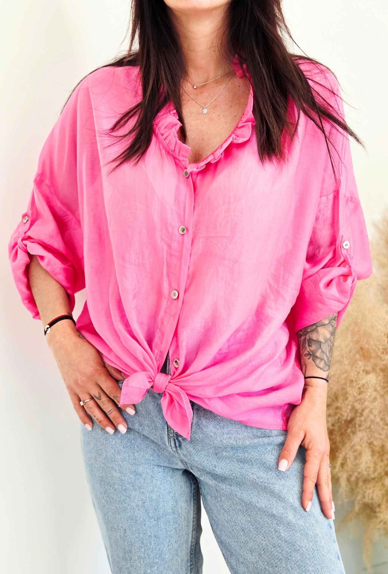 Chemise en voile ZÉLIE rose – Image 3