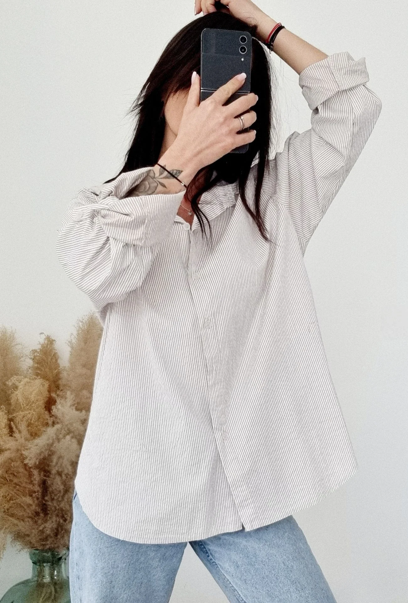 Chemise SOSO rayures beige – Image 2