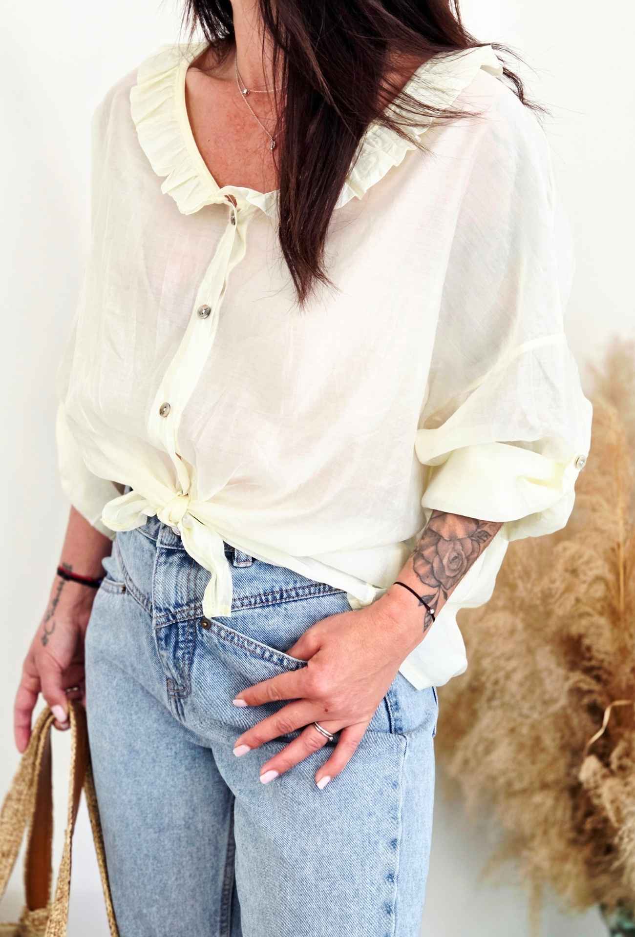 Chemise en voile ZÉLIE jaune pastel – Image 4