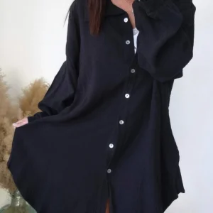 Robe chemise courte CATH Noir