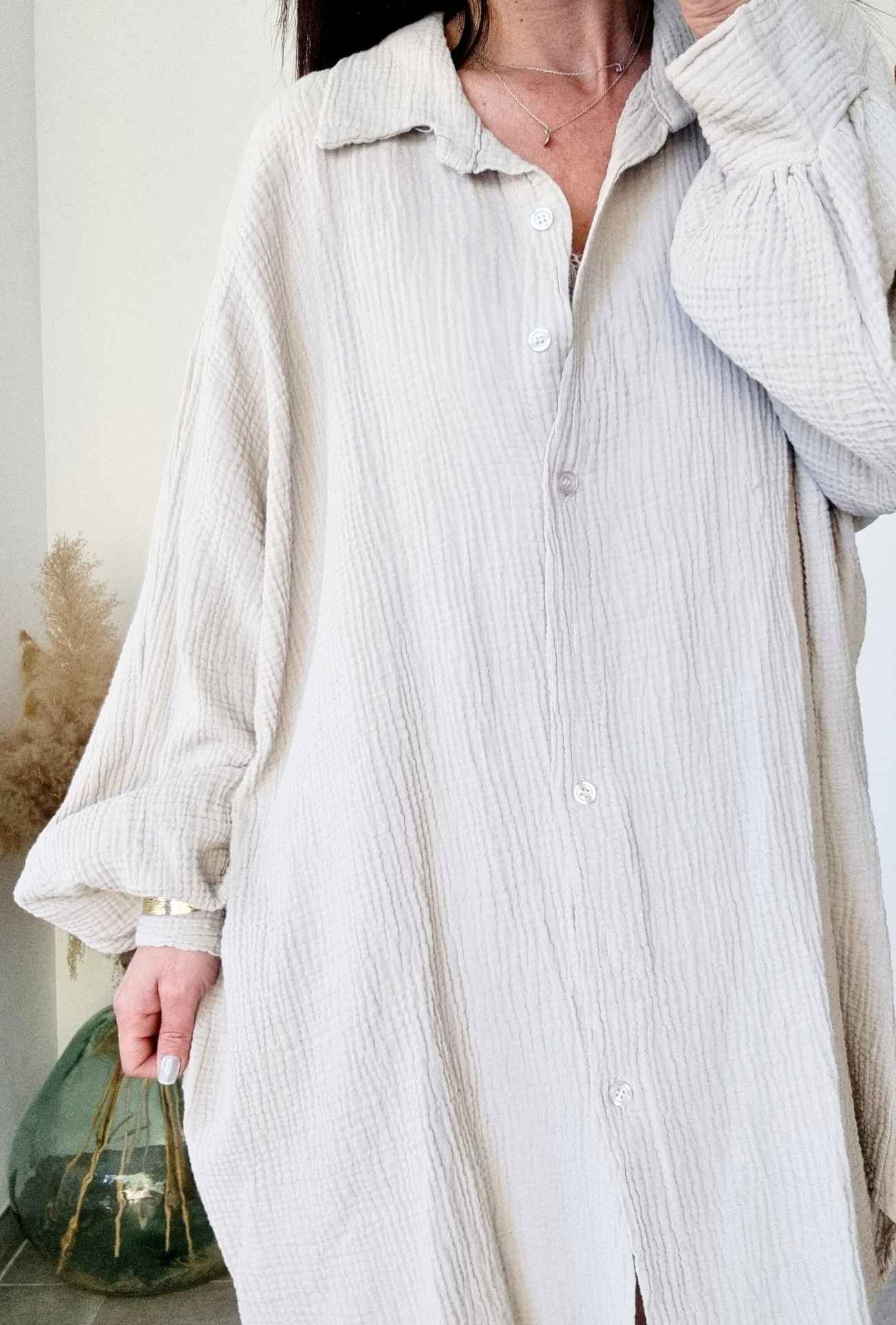 Robe chemise courte CATH Beige – Image 2