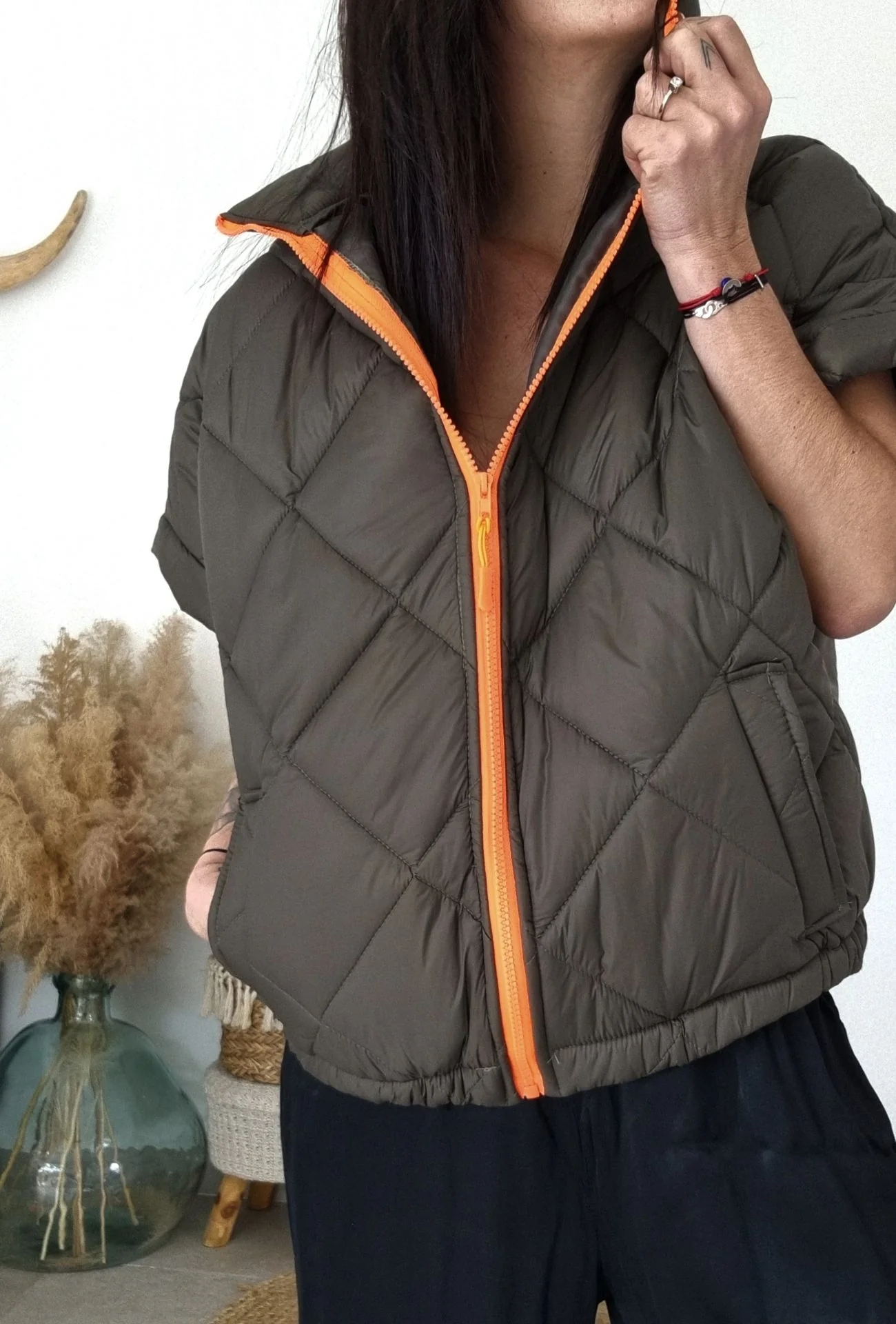 Doudoune JOHN – Kaki & Orange – Image 2