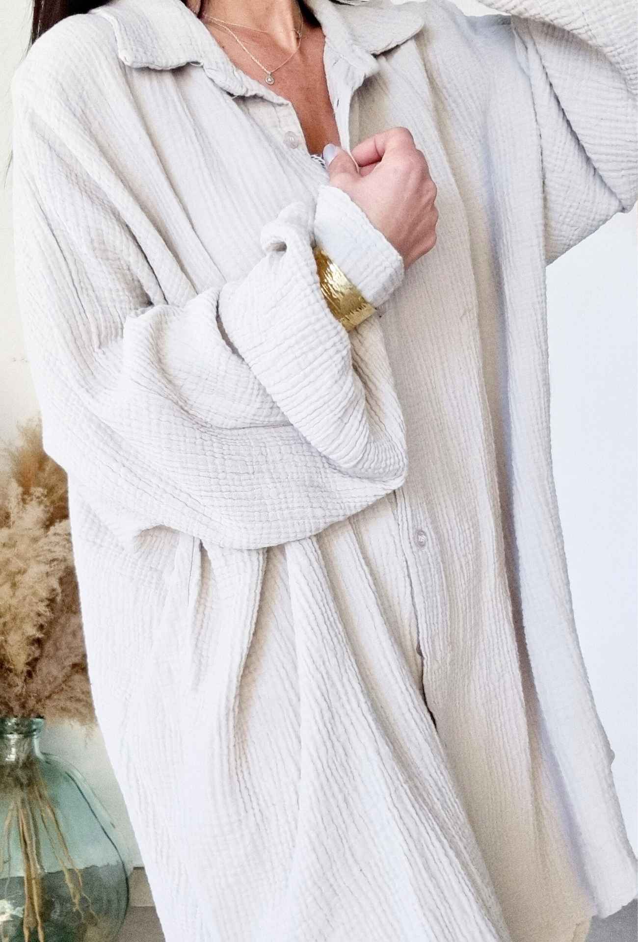 Robe chemise courte CATH Beige – Image 4