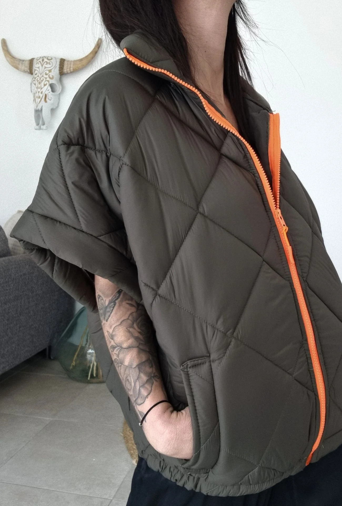 Doudoune JOHN – Kaki & Orange – Image 3