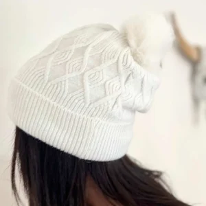 Bonnet pompon JOE blanc