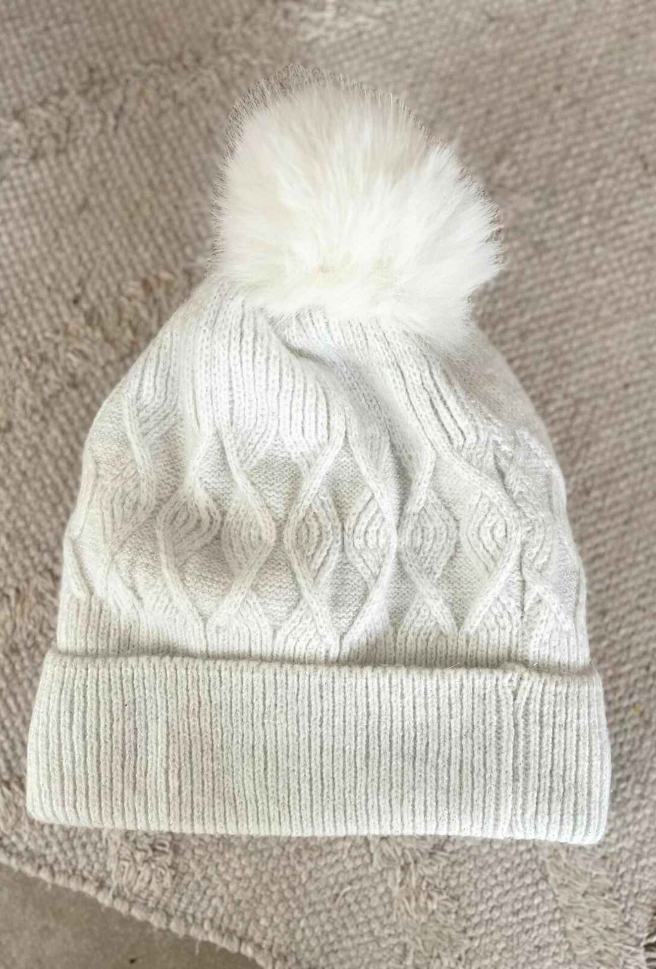 Bonnet pompon JOE blanc – Image 2