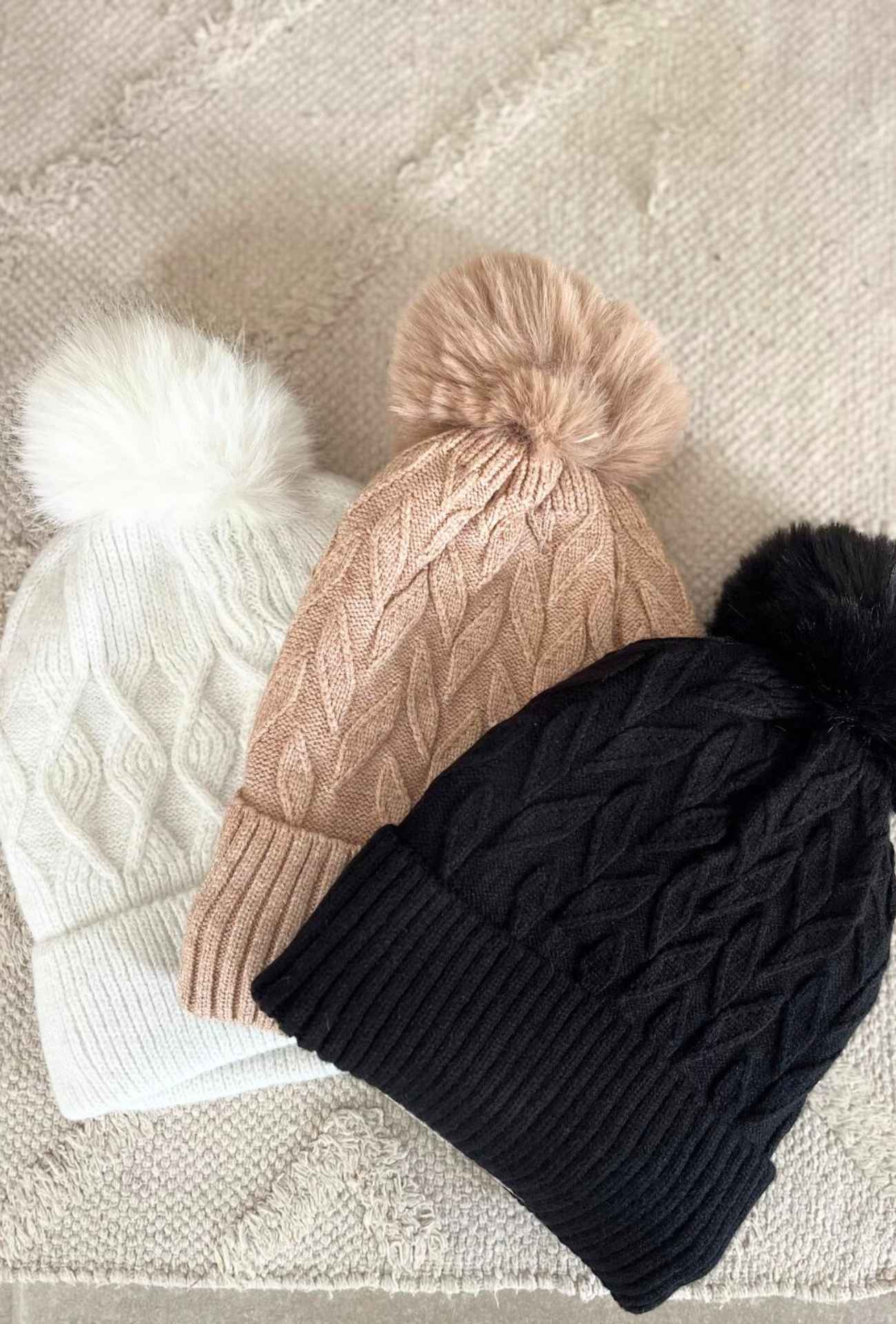 Bonnet pompon JOE blanc – Image 4