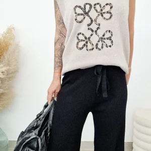 Pantalon maille paillettes PAOLA Noir