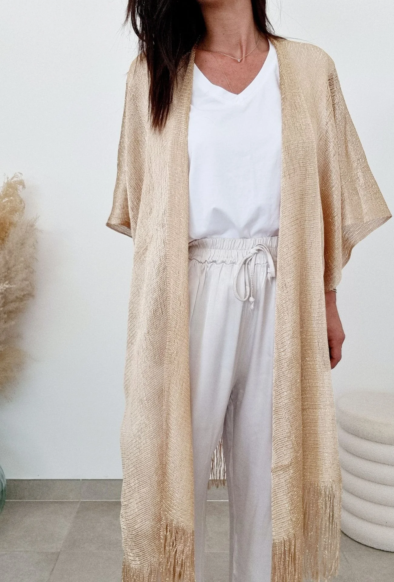 Gilet long maille Dorée JULIE – Image 3