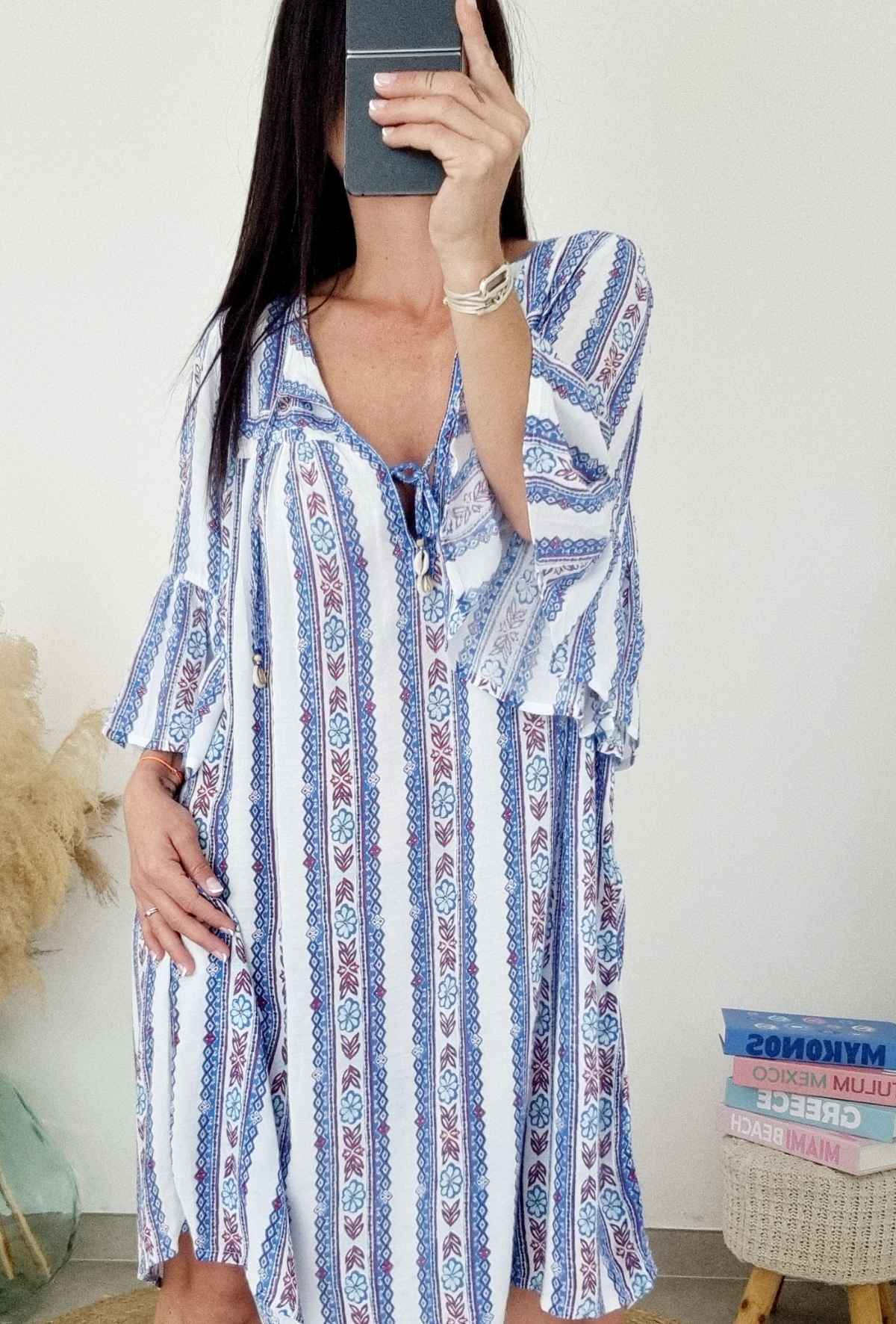 Robe -LYS - Bleu/Blanc – Image 3