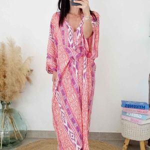 Robe Caftan - GIGI - Rose/Parme