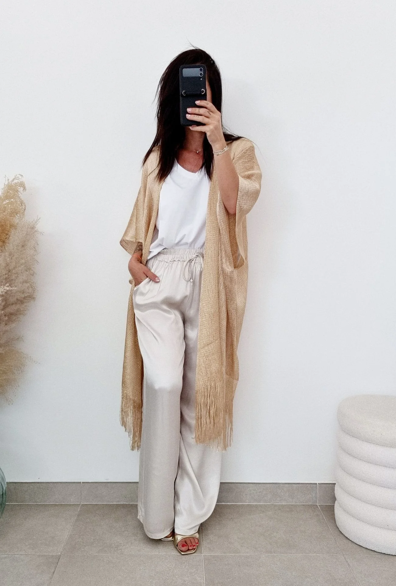 Gilet long maille Dorée JULIE – Image 2