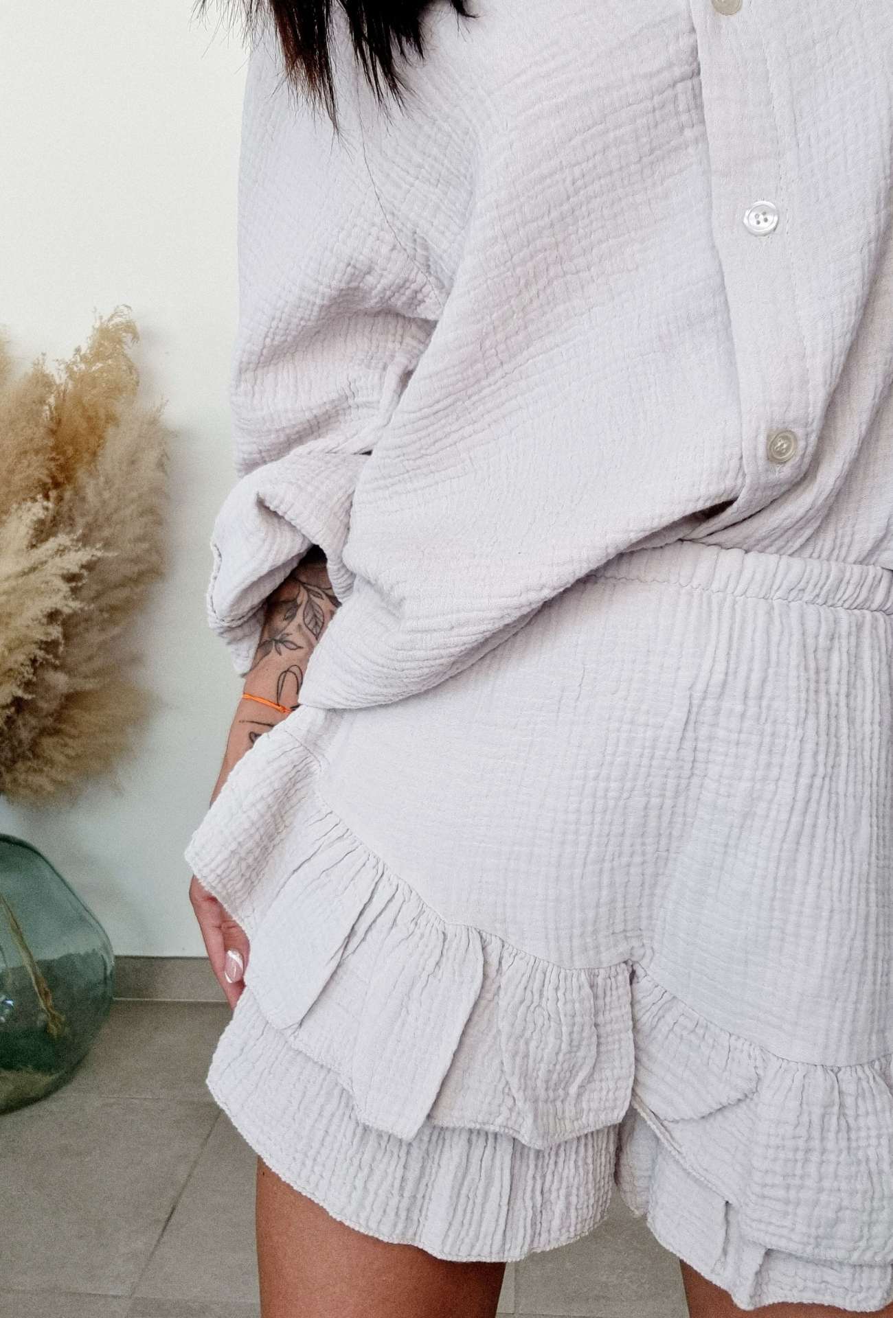 Short Gaze de coton CATHY Kaki – Image 7