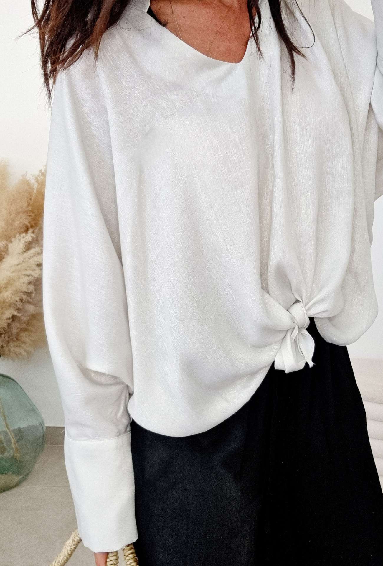 Blouse SCARLETTE ROOS Blanc argenté Made In France – Image 3