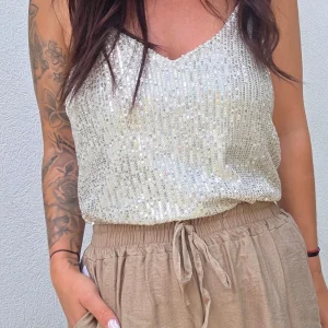 Top à sequins MARIA Argenté