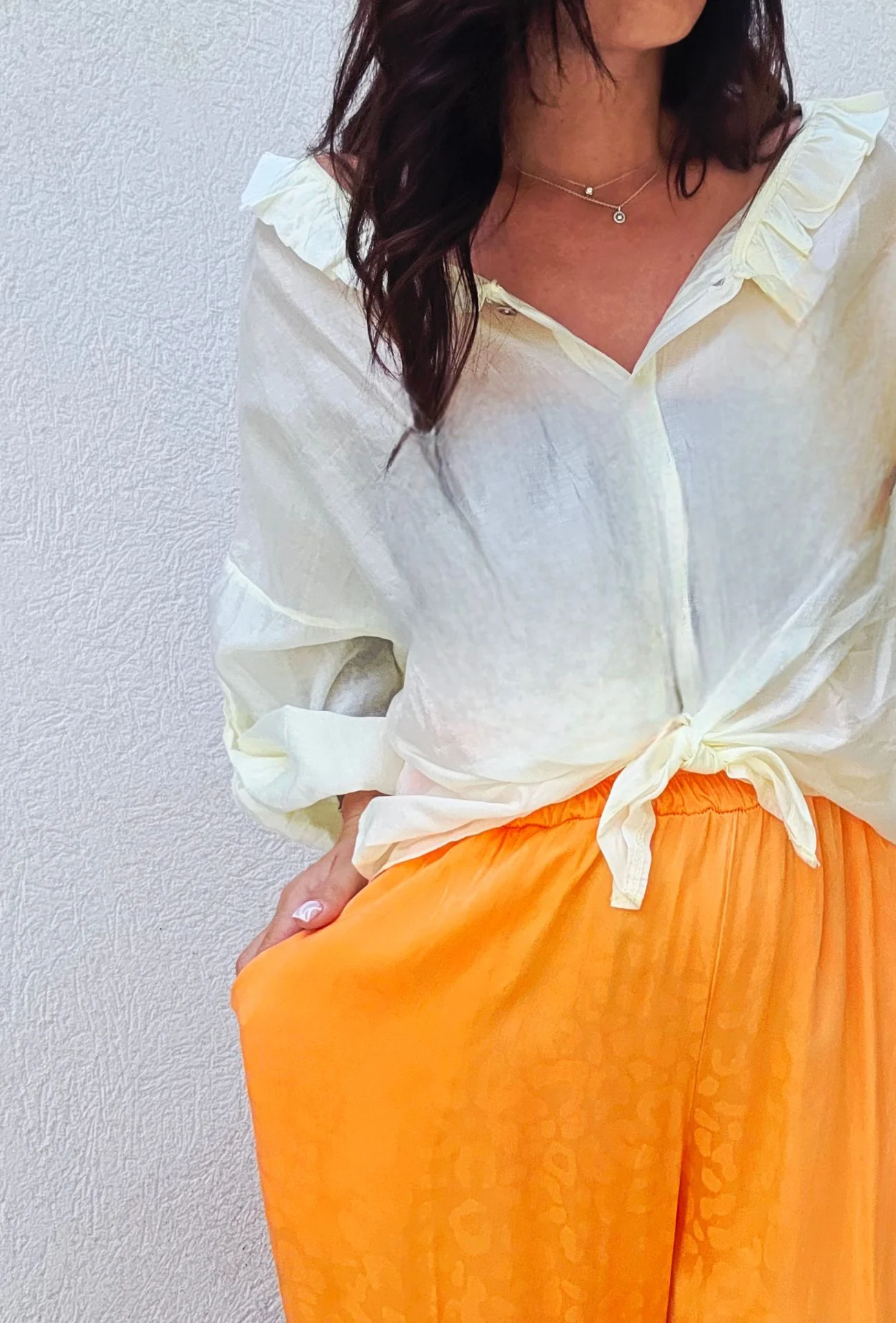 Chemise en voile ZÉLIE jaune pastel