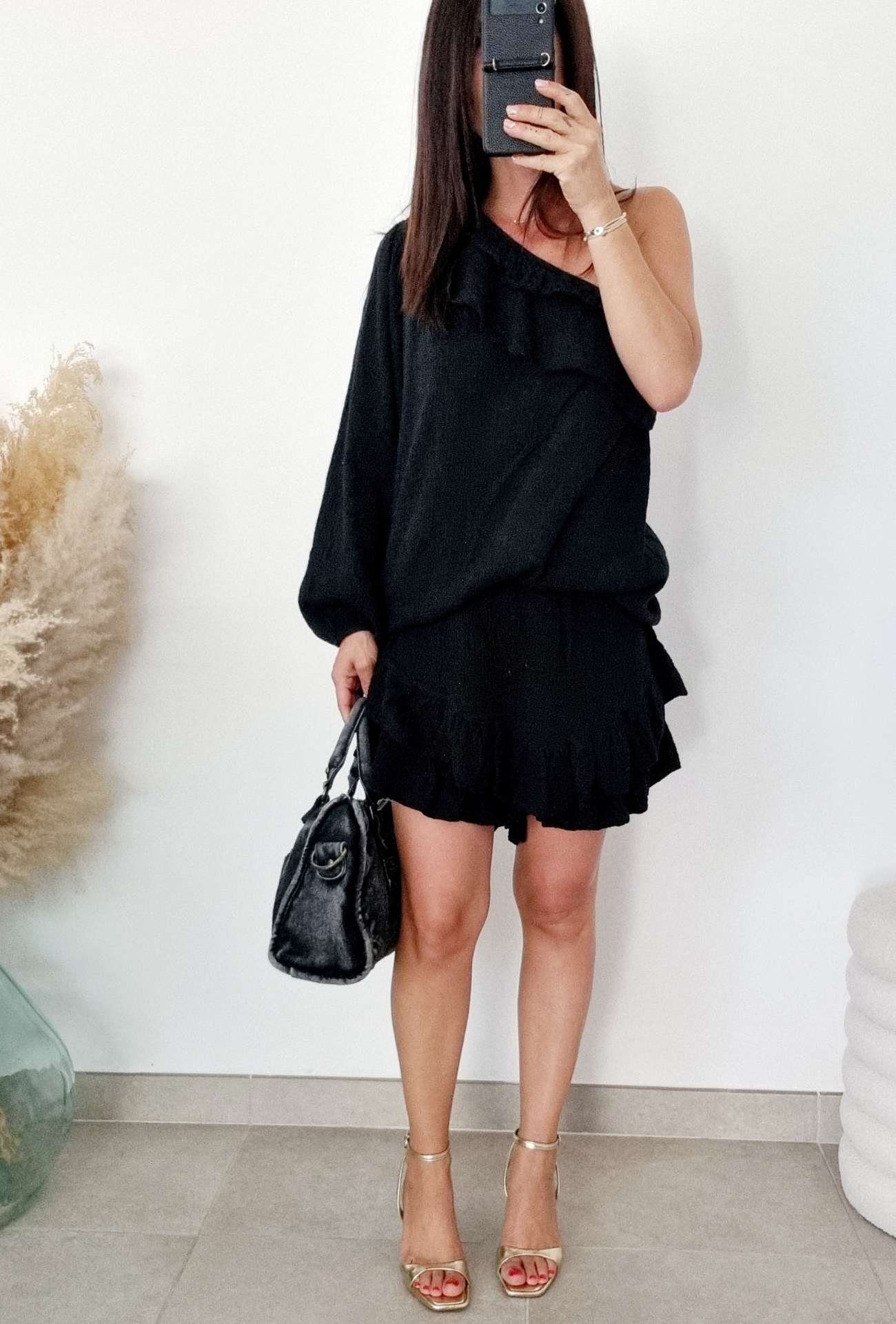 Short Gaze de coton CATHY Noir