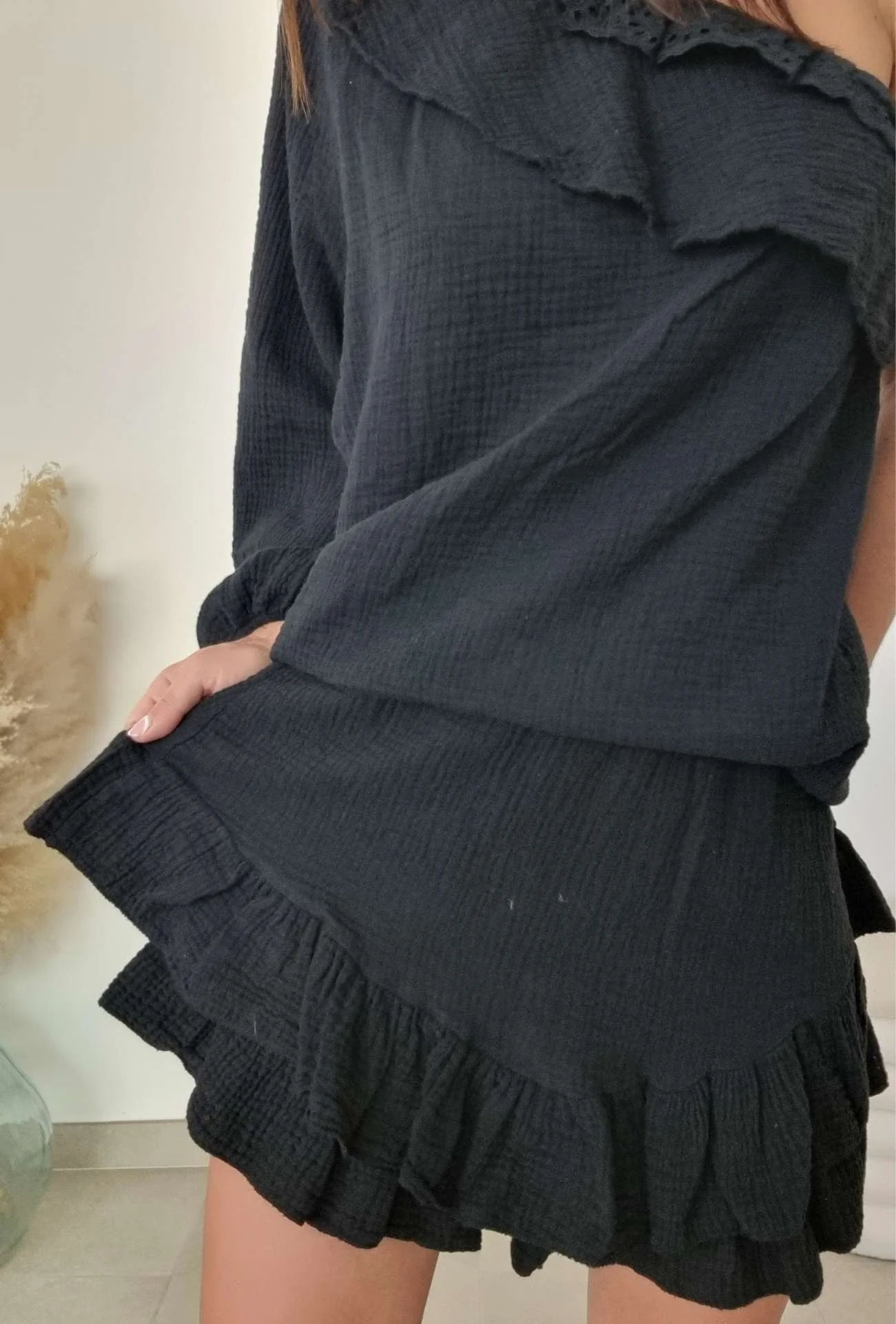 Short Gaze de coton CATHY Kaki – Image 6