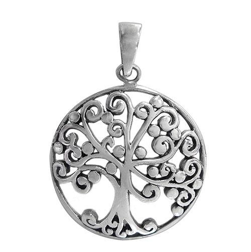 Arbre de vie en spirales, pendentif argent sterling