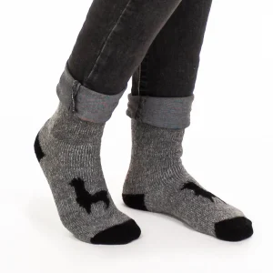 Bas de ski thermique en laine d'alpaga gris - Fait au Québec