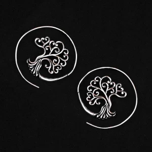 Boucle d'oreille arbre de vie spirale en laiton