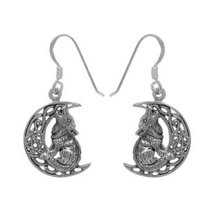 Boucles d'oreille Loup et Lune croissante
