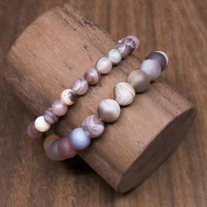 Bracelet en Agate Botswana givré