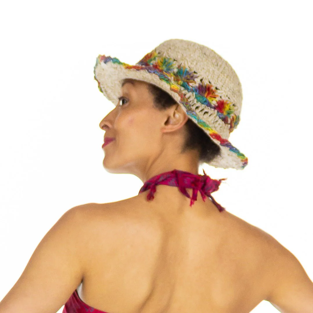 Chapeau en chanvre et coton crocheté – Image 2