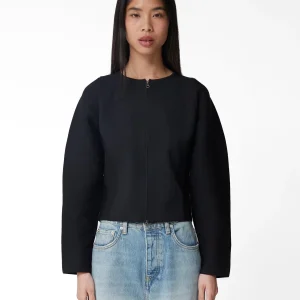 Rounded Zip-Up Cardigan