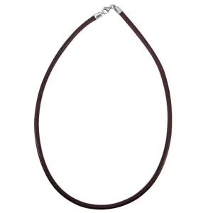 Cordon en cuir avec attache en argent sterling, brun