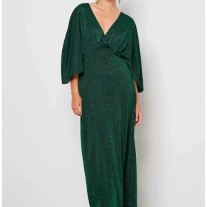 Robe satin manches chauve-souris