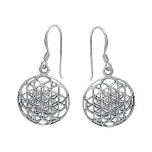 Fleur de vie encerclée, boucle d`oreille