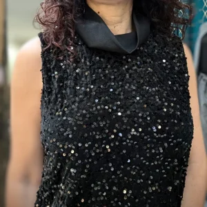 Haut col roulé sans manches sequins