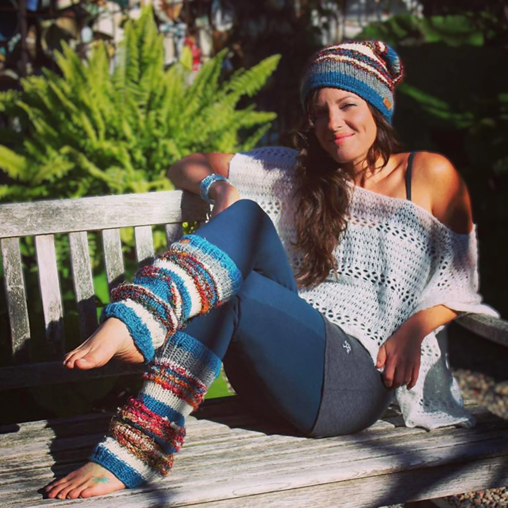 Jambières en laine avec soie recyclée. Leg Warmers.