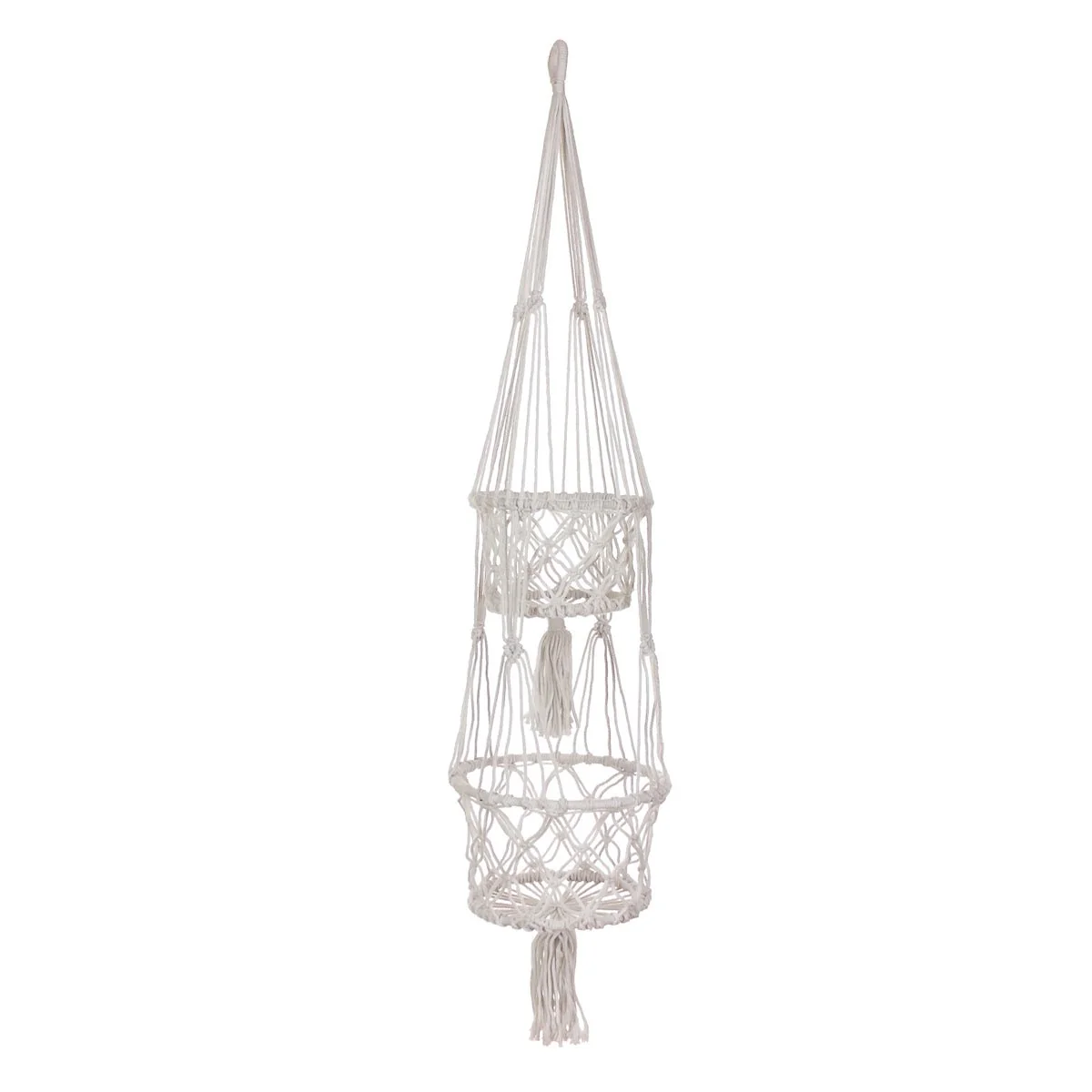 Jardinière en Macramé, Grande, Double En Coton – Image 3