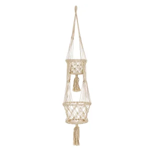 Jardinière en Macramé, Moyenne, Double En Coton