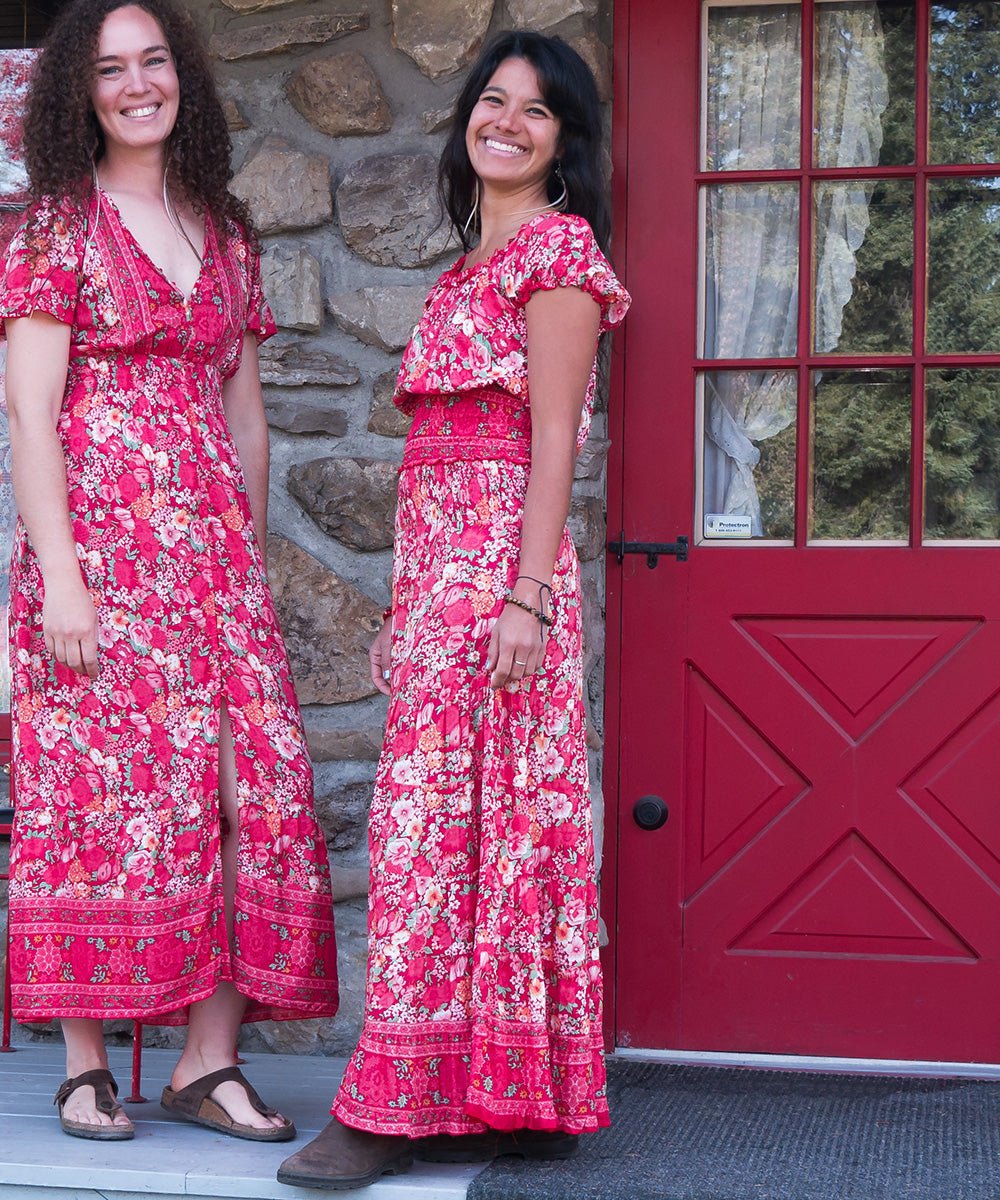 Jupe longue étagée évasée en rayonne fleuri – Image 4