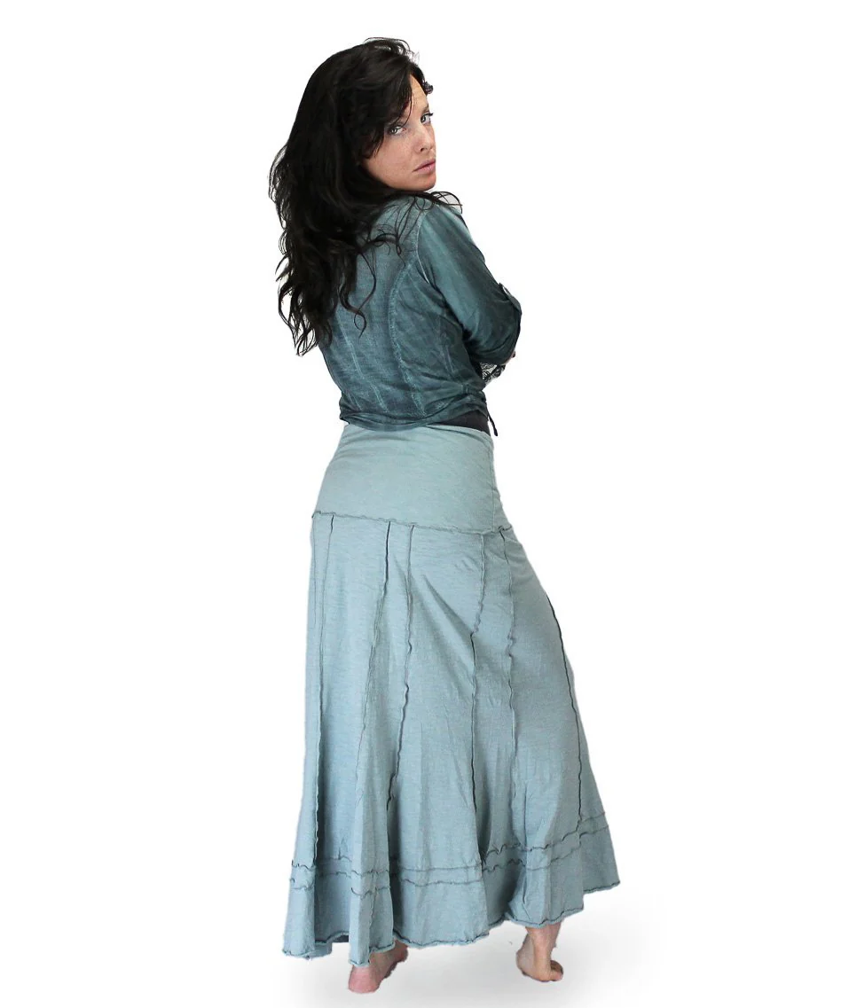 Jupe longue évasée en coton flammé – Image 9