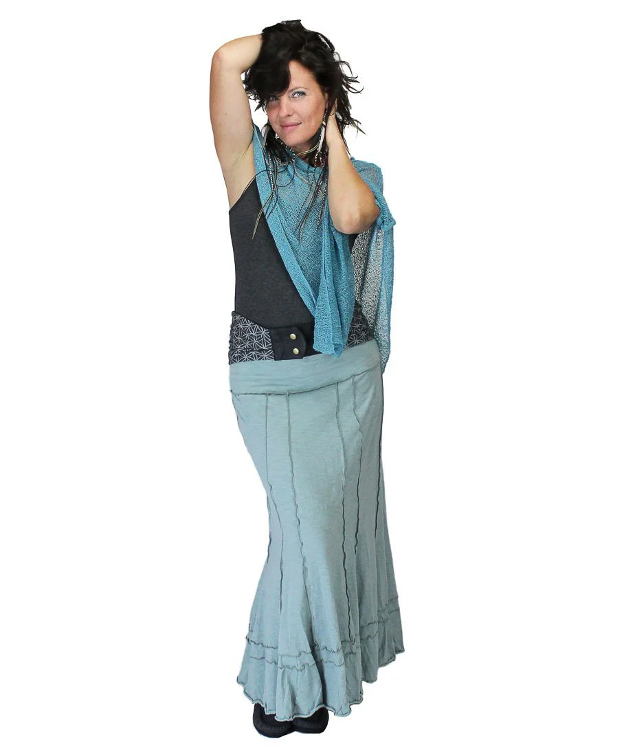 Jupe longue évasée en coton flammé – Image 8