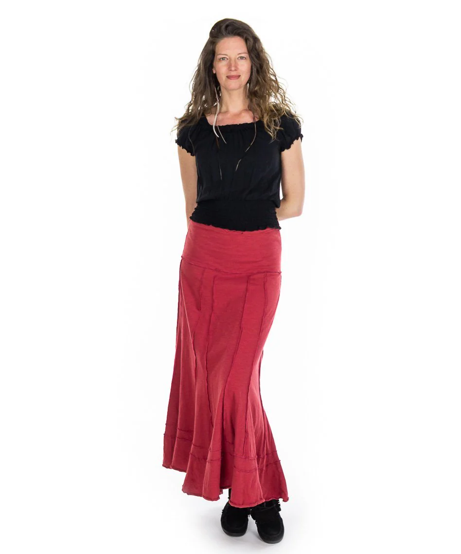 Jupe longue évasée en coton flammé – Image 3