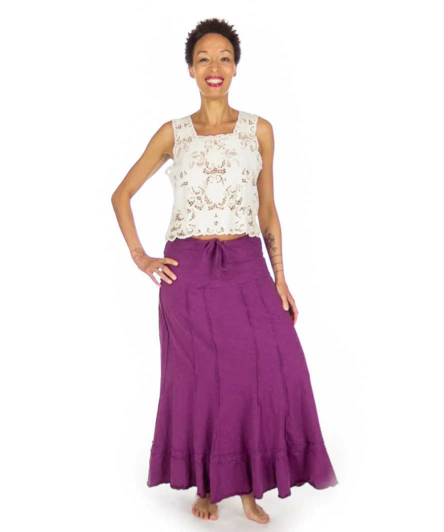 Jupe longue évasée en coton flammé – Image 2