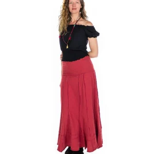 Jupe longue évasée en coton flammé