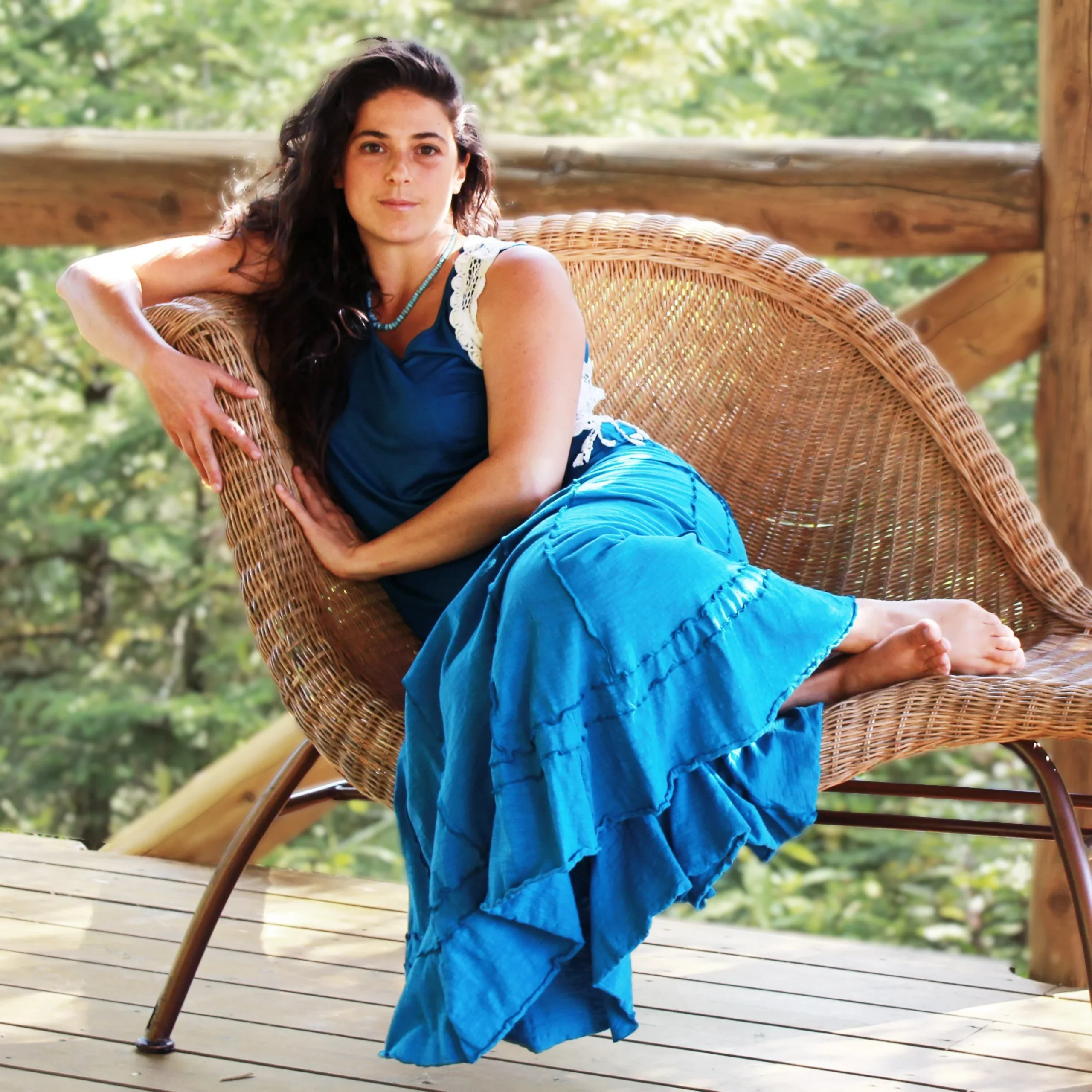 Jupe longue évasée en coton flammé – Image 7