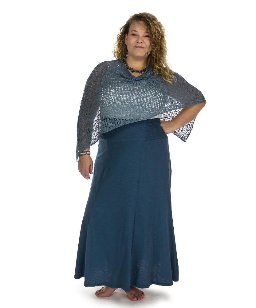 Jupe longue évasée en coton flammé, taille élastique – Image 4