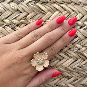Bague fleur rose